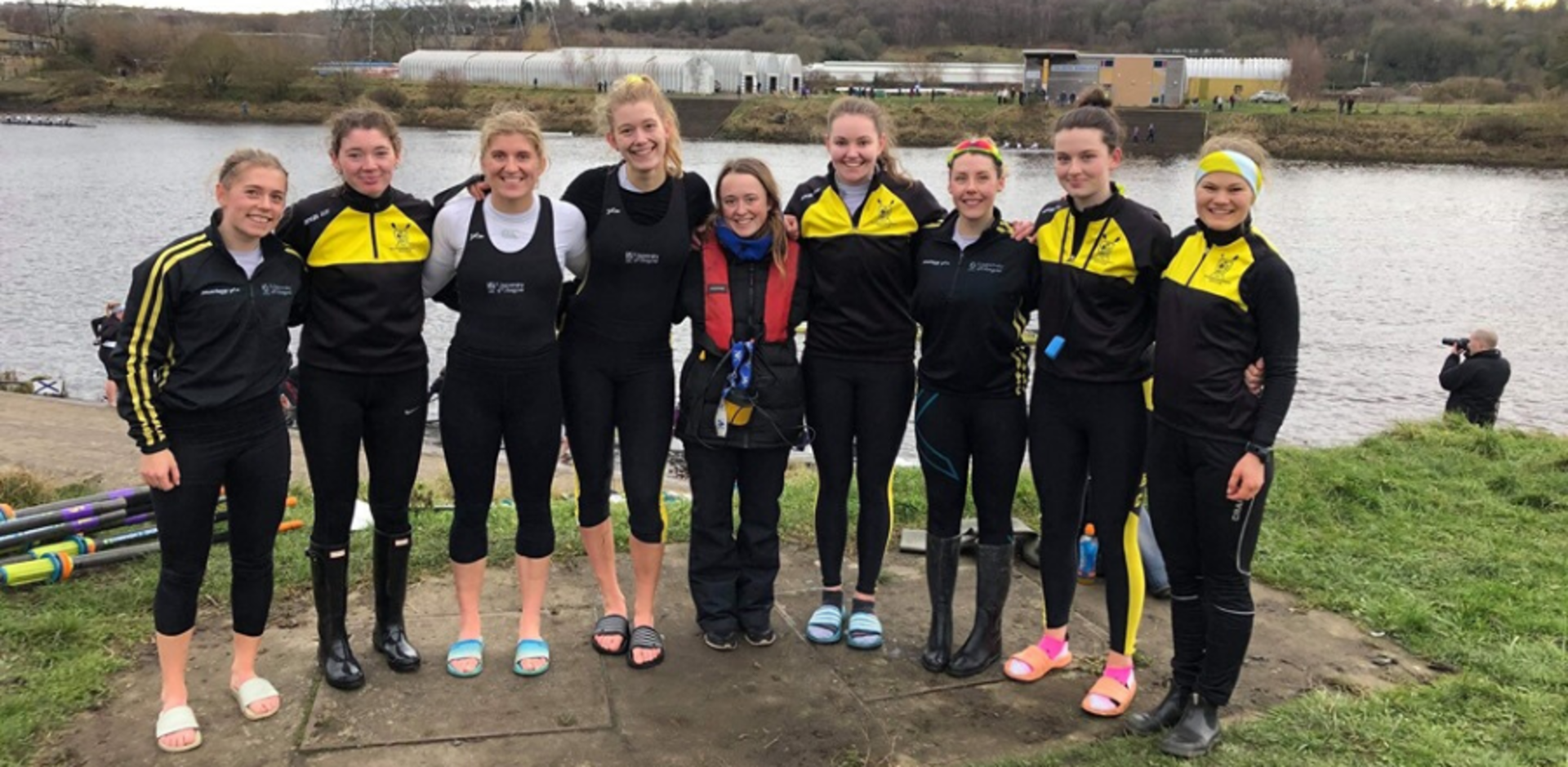 GCU's Kirsty MacArthur and Katrina Bryce (second and third from the right) played a key part in the success of Glasgow University's rowing team