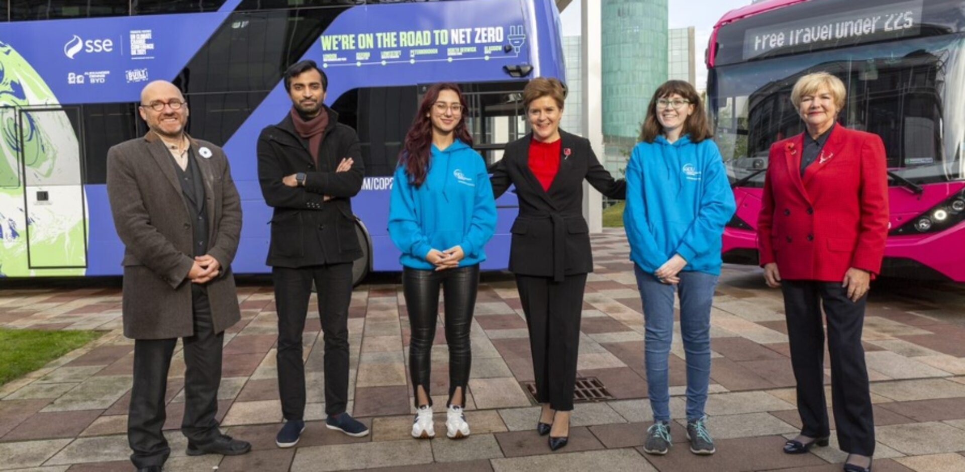 First Minister Nicola Sturgeon and Patrick Harvie join Student President Adil Rahoo and Principal Professor Pamela Gillies on campus