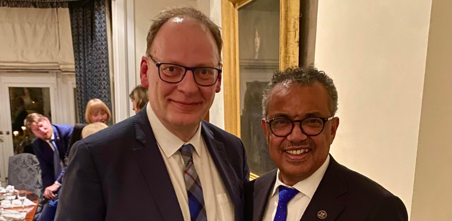 Dr Gordon Hill with Dr Tedros Adhanom Ghebreyesus, Director-General of the World Health Organization at an event in Glasgow earlier this year