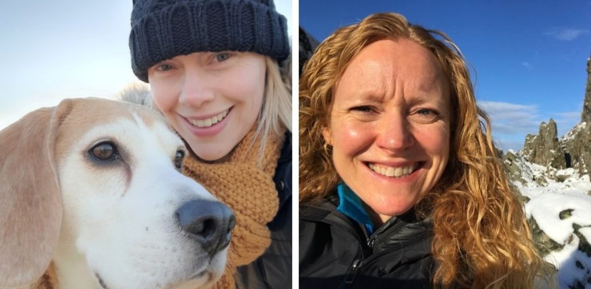 Emma (left) has been avoiding sedentary behaviour by going walks with her dog