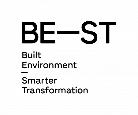 An image of the Built Environment-Smarter Transformation (BE-ST) logo, in black font.