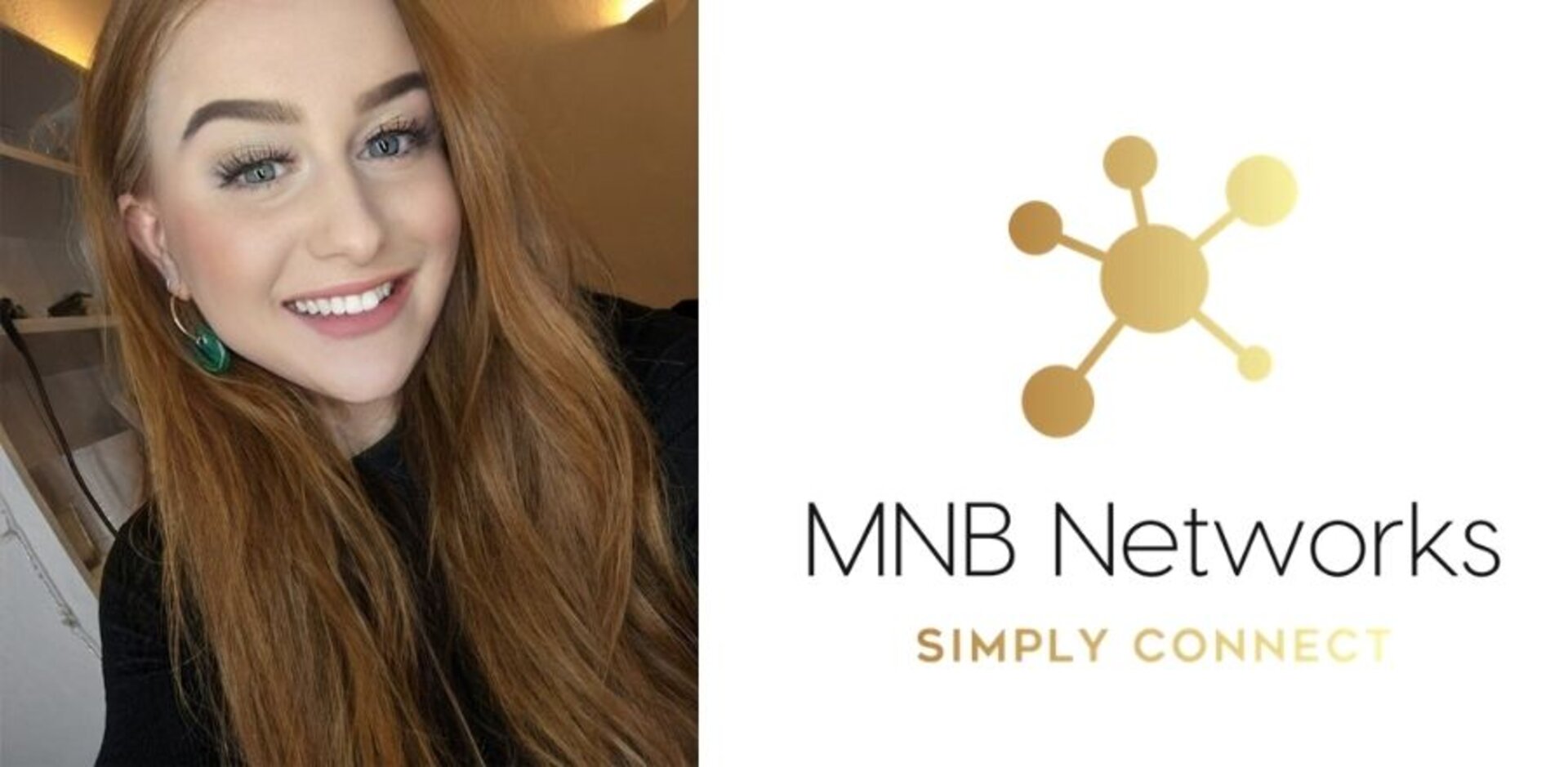 (Pictured above) GCU Alumna Emma Clark & the MNB Networks logo