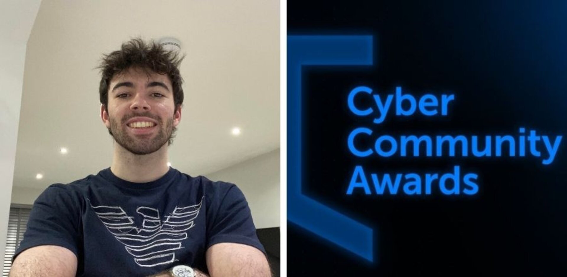 (Pictured left to right) Kyle Williamson & Cyber Community Awards logo