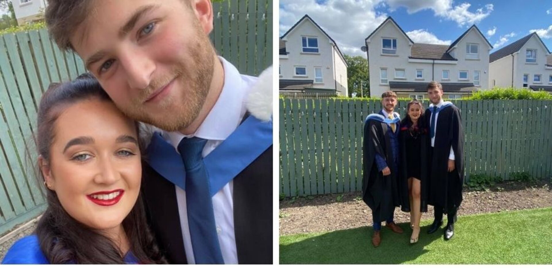 Anna and Ewan (left) were joined by Anna's brother, John to celebrate