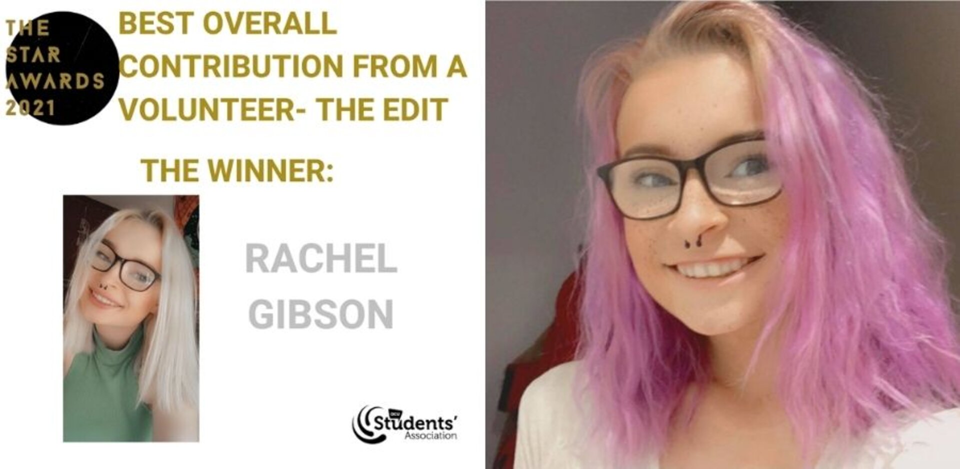 (Pictured above) Multimedia Journalism student and STAR Award winner Rachel Gibson