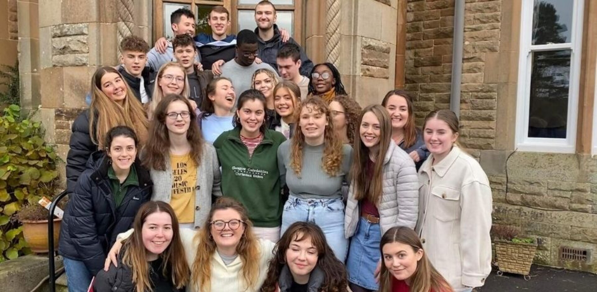 Group of GCU Christian Union students at Gowanbank in Ayrshire