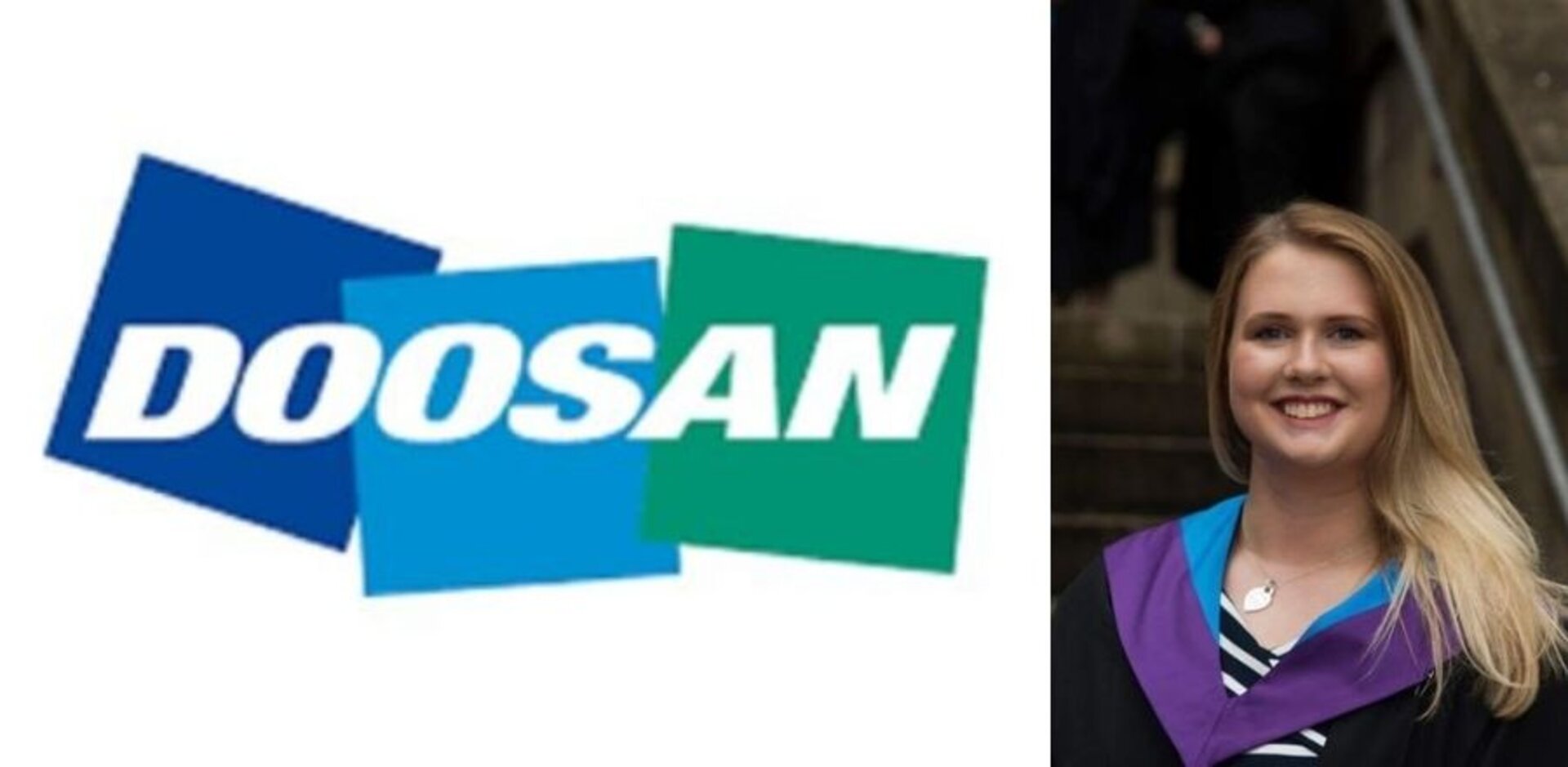 (Pictured Left to Right) Doosan Babcock logo & MSc student Suzanne Birney