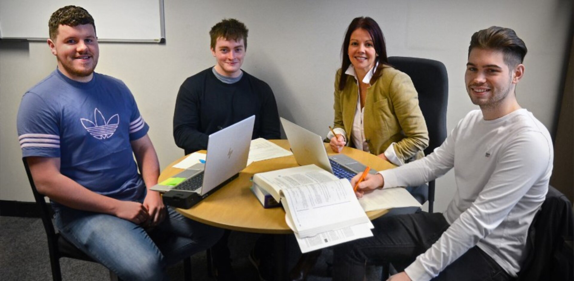 Students Christopher Jordan, Jakub Choluj, Kevin Scollon and Mark Hughes with Dr Patricia Munoz-Escalona.