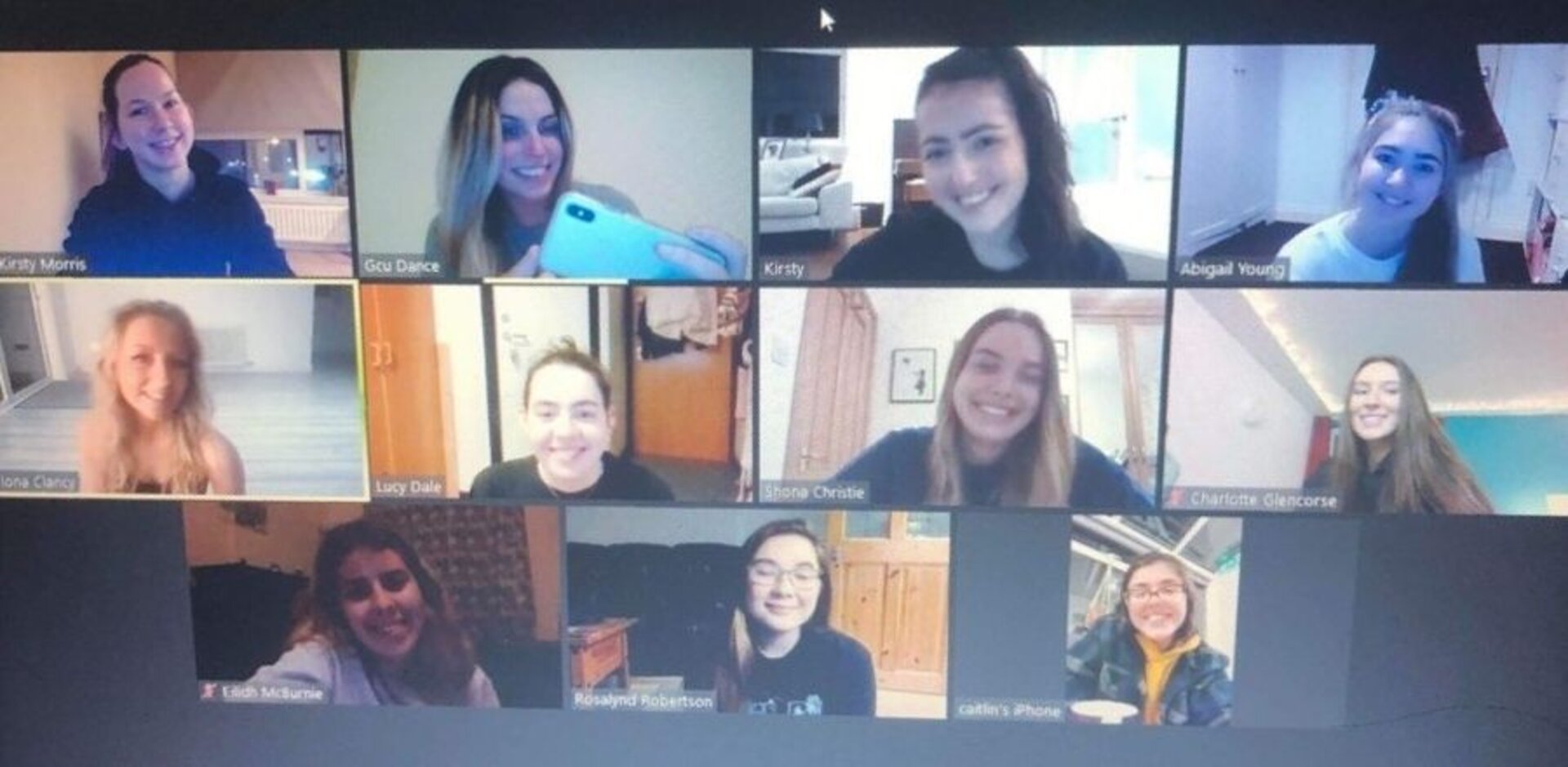 GCU Dance Team meeting via zoom