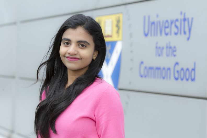 Student on campus at Glasgow Caledonian University